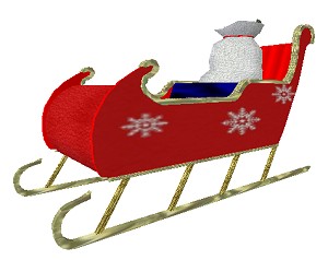 SnowFlake Sled shown with Santa's Gift Bag