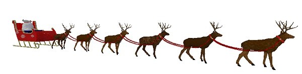 Heartfall's Sleigh Set with Deer, Reins and Santa's Gift Bag